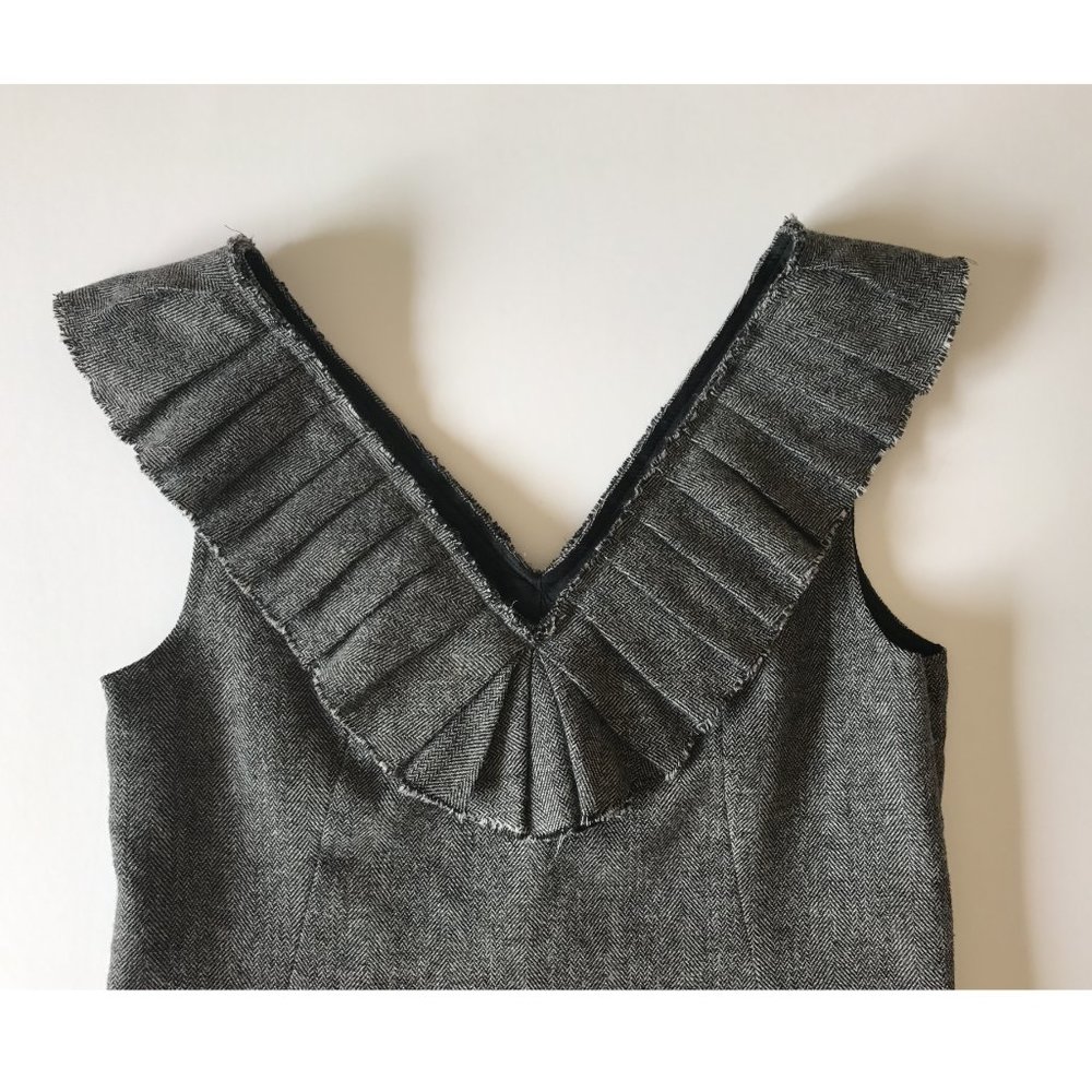 BANANA REPUBLIC, Tweed, Wool Blend, Gray, Herringbone, Shift Dress, Size 0 - Picture 3 of 6